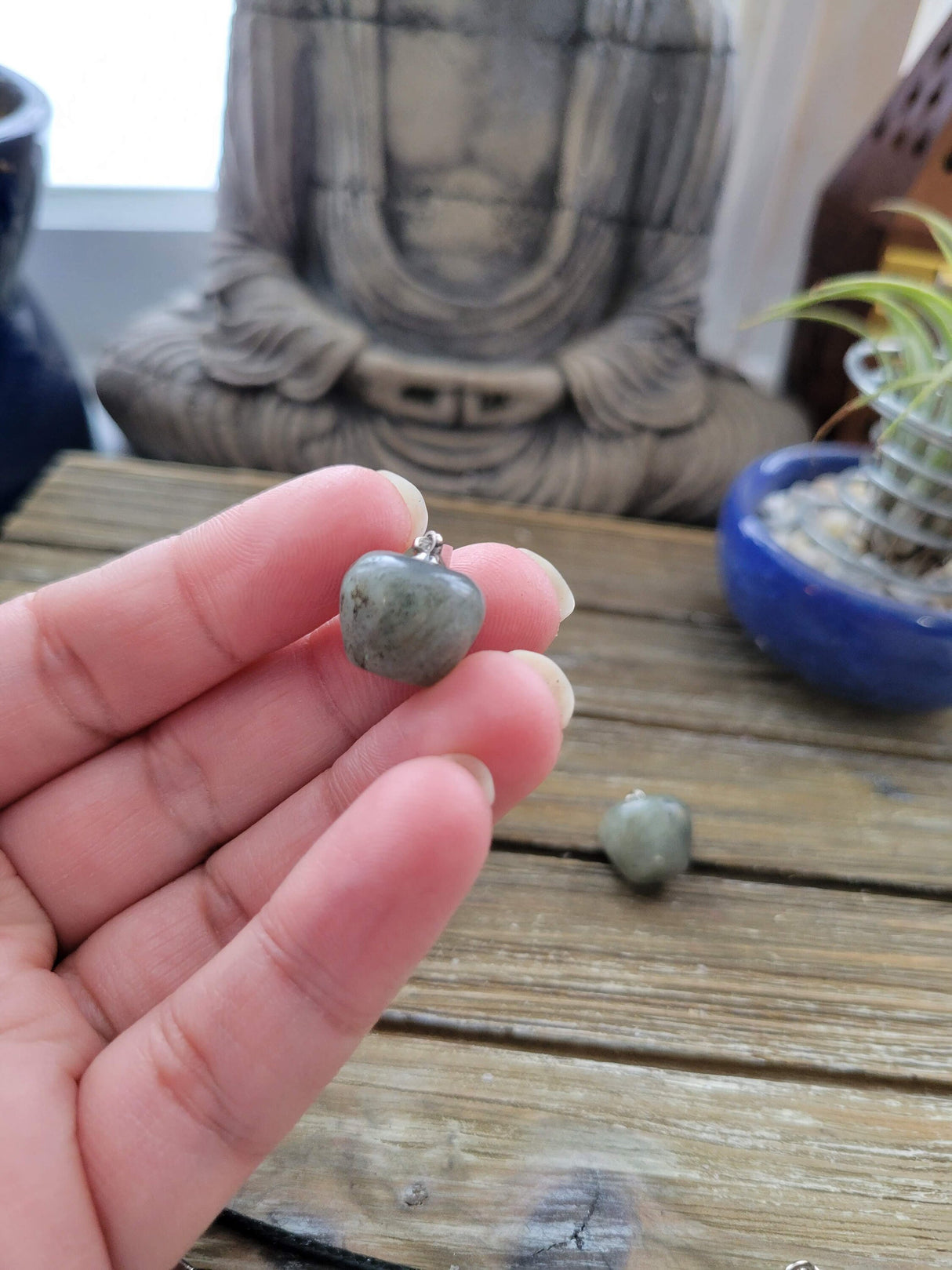 Labradorite Apple Pendant: Crystal Necklace with Cord