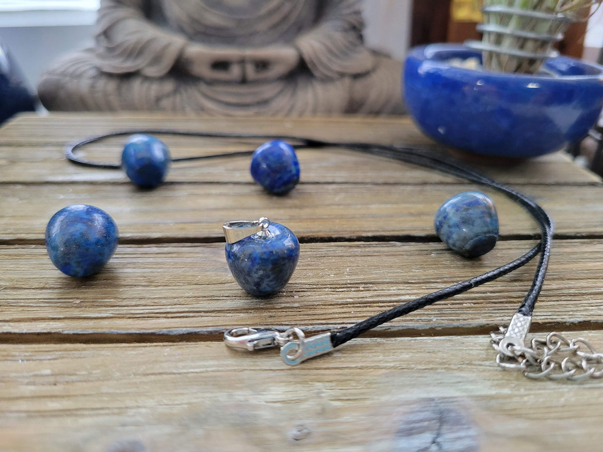 Lapis Lazuli Apple Pendant Necklace: Crystal Charm