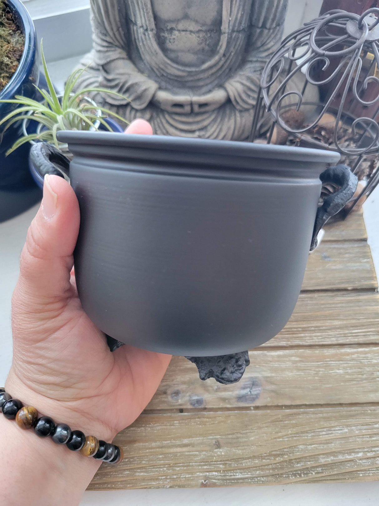 Black Metal Cauldron Burner: Altar Decoration, Incense Smudging