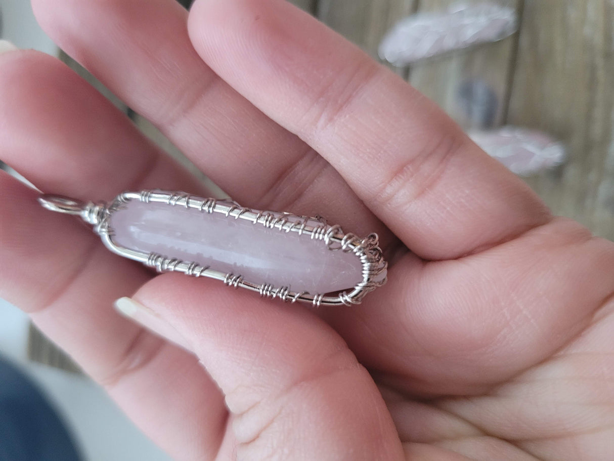 Rose Quartz Tree of Life Pendant: Brass Wire Wrapped Crystal Jewelry