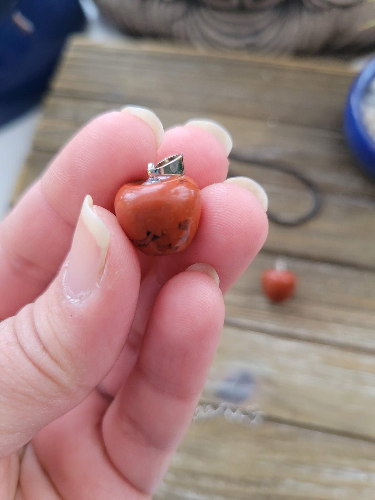 Red Jasper Apple Pendant Necklace: Natural Crystal Charm