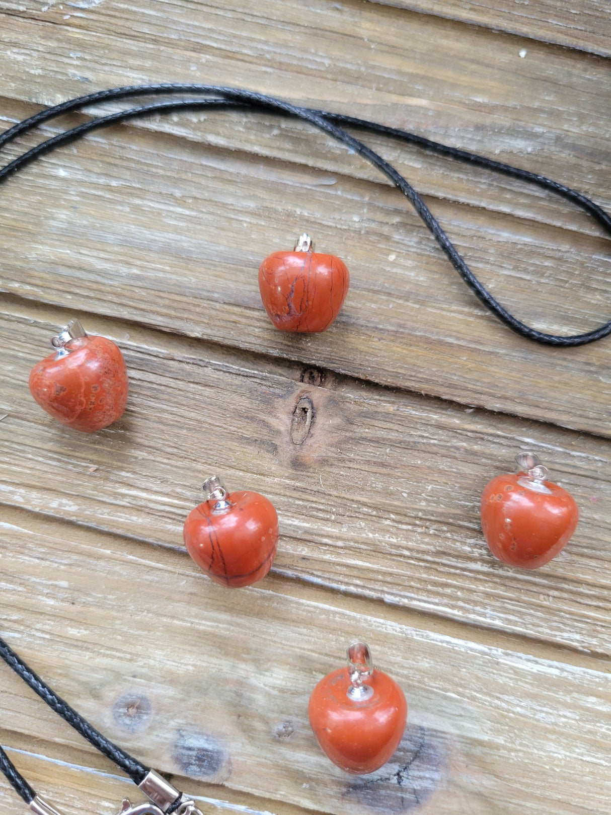 Red Jasper Apple Pendant Necklace: Natural Crystal Charm