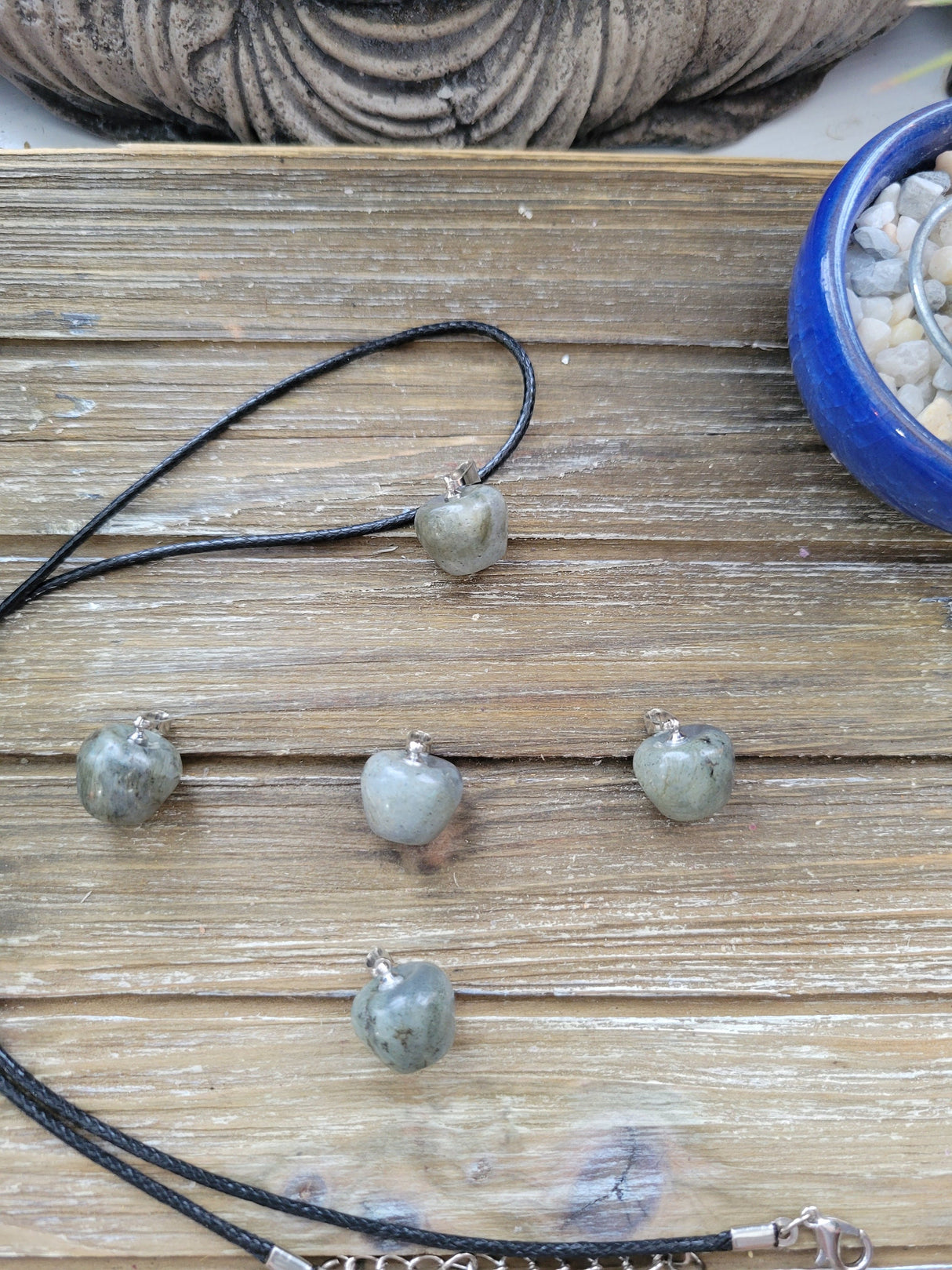 Labradorite Apple Pendant: Crystal Necklace with Cord