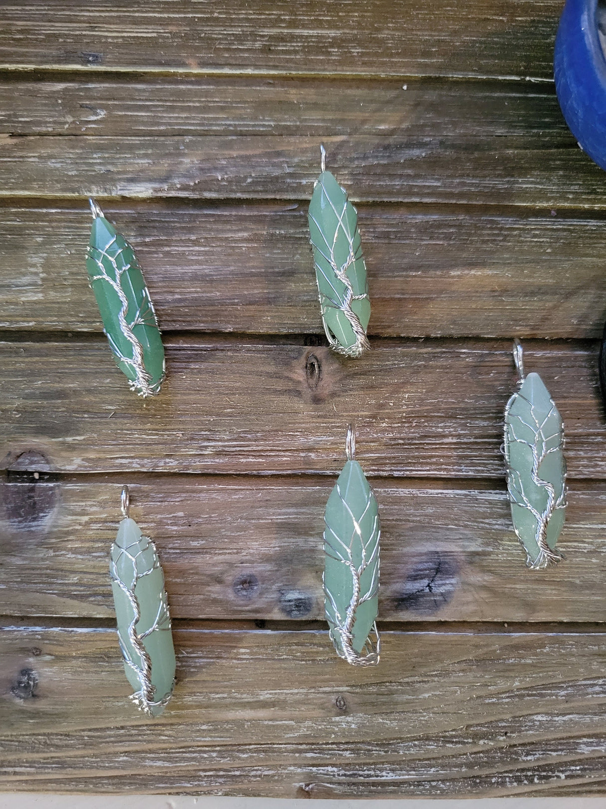 Green Aventurine Tree of Life Pendant: Wire Wrapped Crystal Jewelry