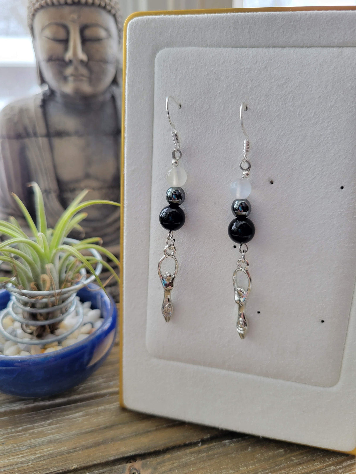 Triple Protection Goddess Earrings With Crystals