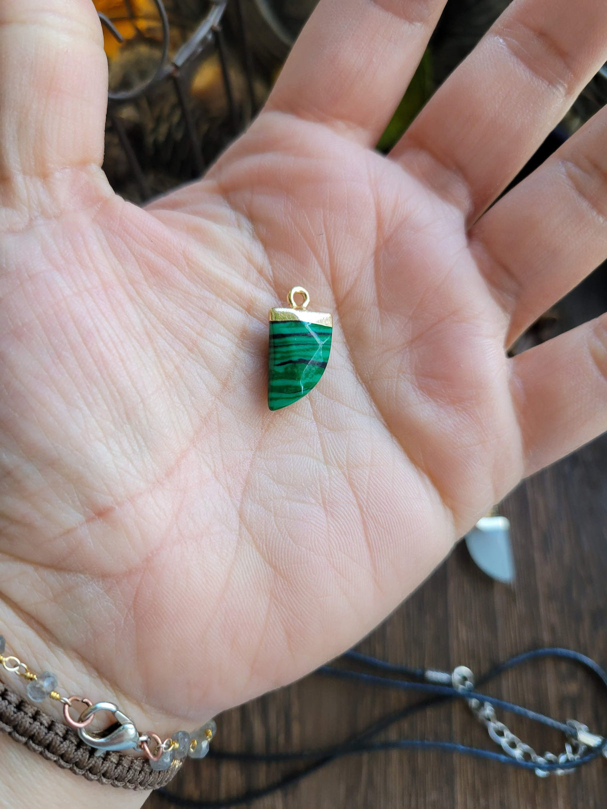 Natural Gemstones Pendants, Top Light Gold Plated, Scabbard Faceted Crystal with Cord