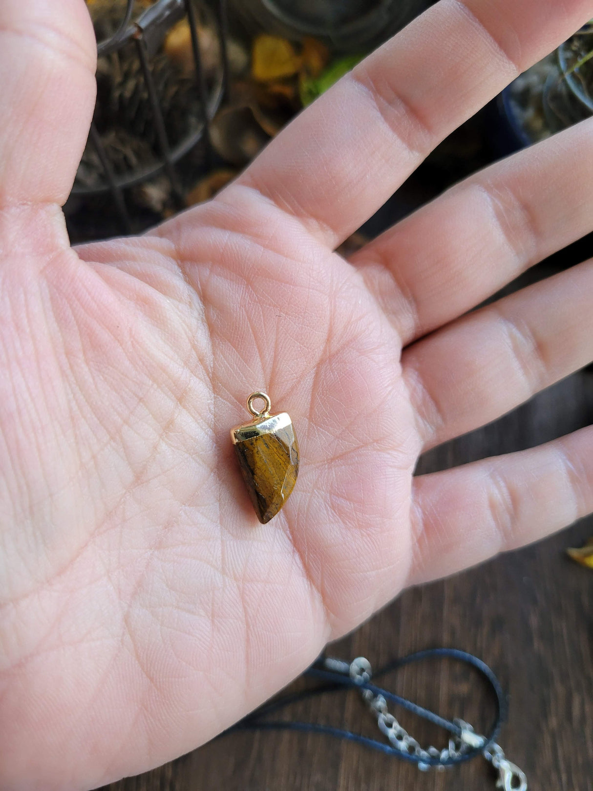 Natural Gemstones Pendants, Top Light Gold Plated, Scabbard Faceted Crystal with Cord