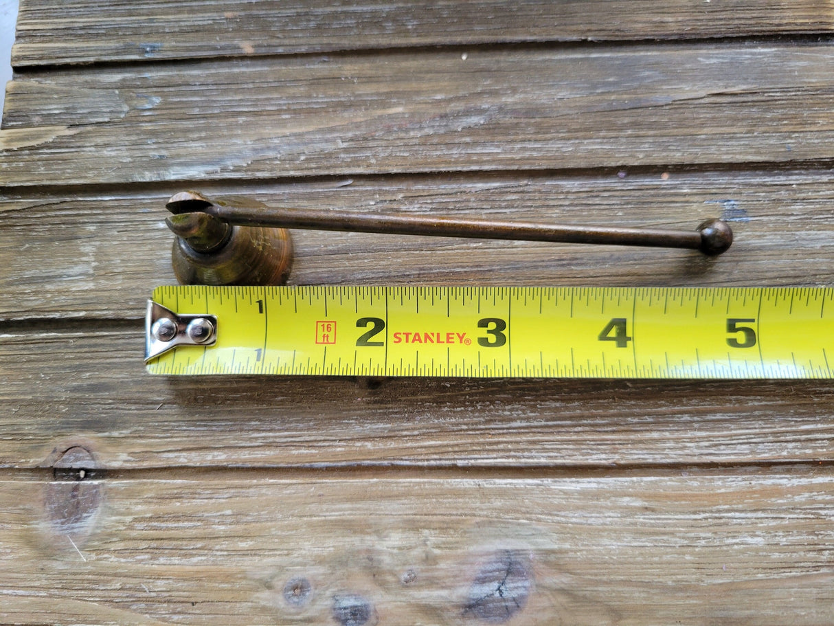 Handmade antique looking honey gold finish swivel metal candle snuffer 5"