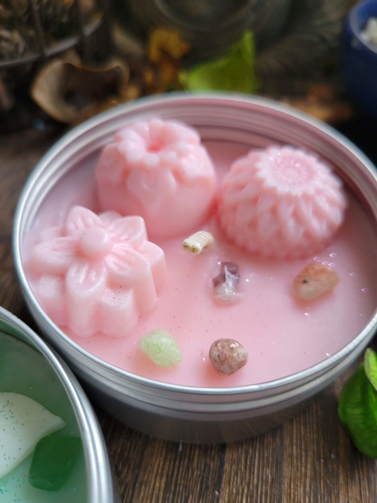 Crystal Candles, Soy Candles 4 oz , Scented Floral Candle - Handmade Tin Jar