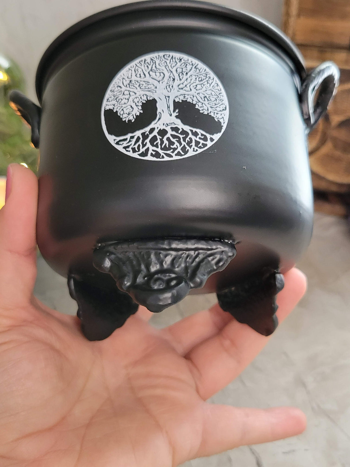 Tree of Life Metal Cauldron: Charcoal Resin Burner, Altar Decor
