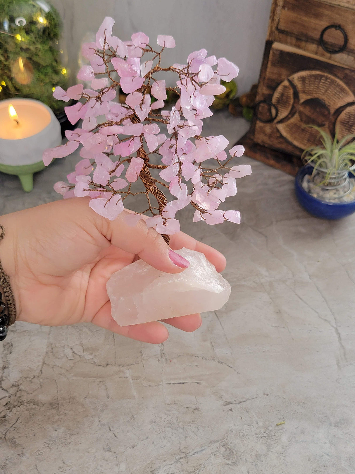Amethyst , Green Aventurine ,Rose Quartz Tree Of Life (7 inch)