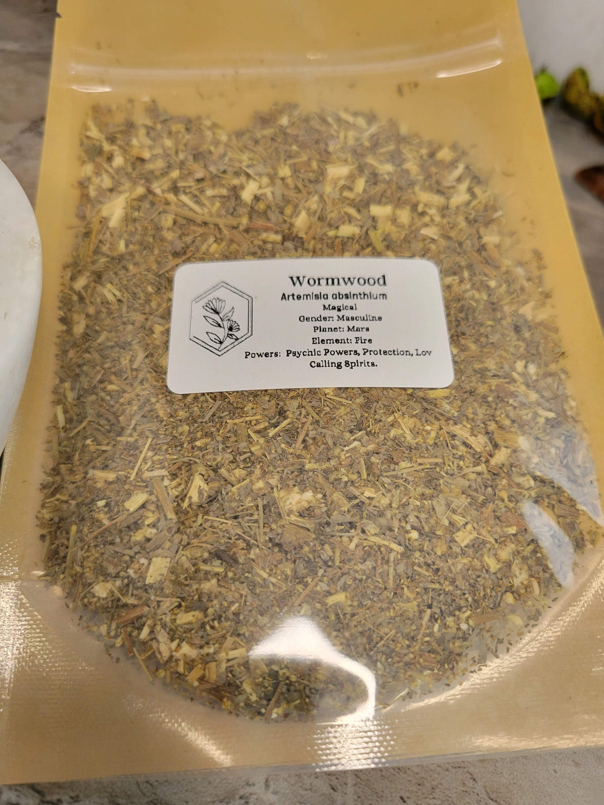 Wormwood, cut & sifted, dried herbs 1oz, magical herbs
