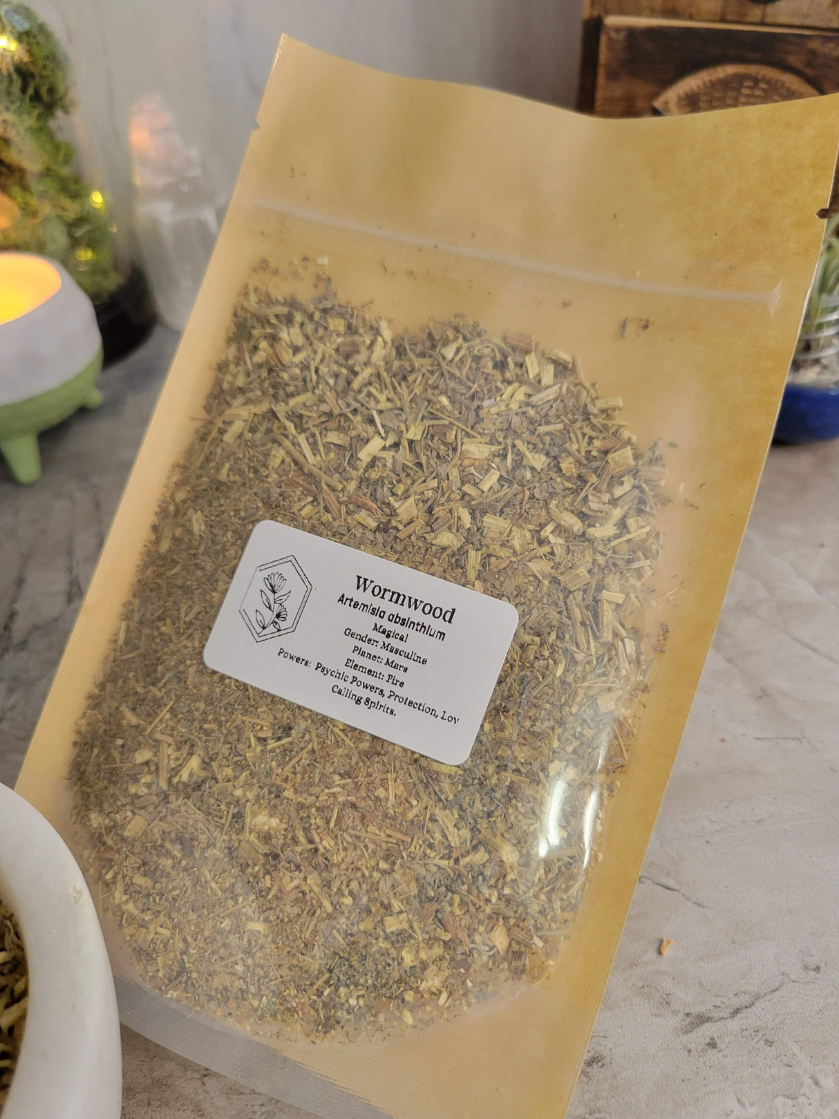 Wormwood, cut & sifted, dried herbs 1oz, magical herbs