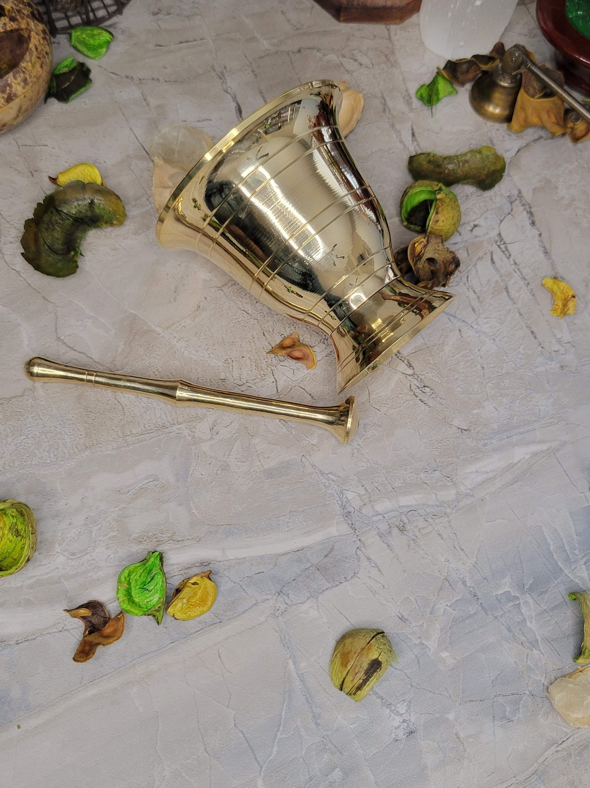 Brass Mortar and Pestle Set: Apothecary Decor