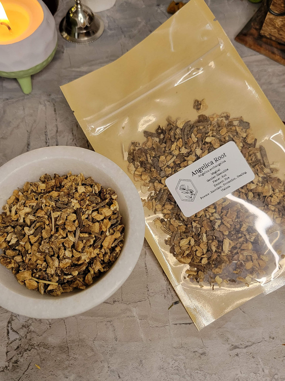 Angelica Root 1oz Cut and Sifted, Magical Decoration Herbs for Rituals & Crafts, Unique Gift for Witches Herbalists