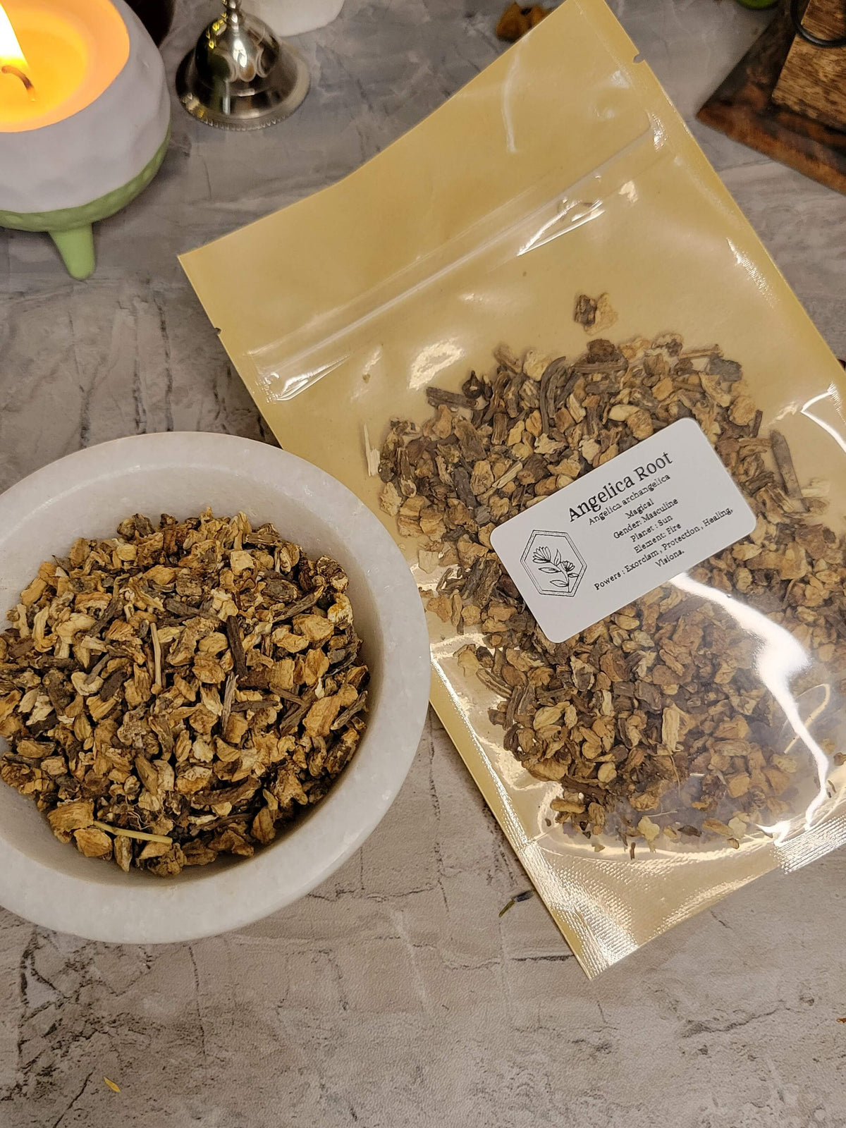Angelica Root, Cut & Sifted, Magical Herb for Rituals, 1oz Pouch