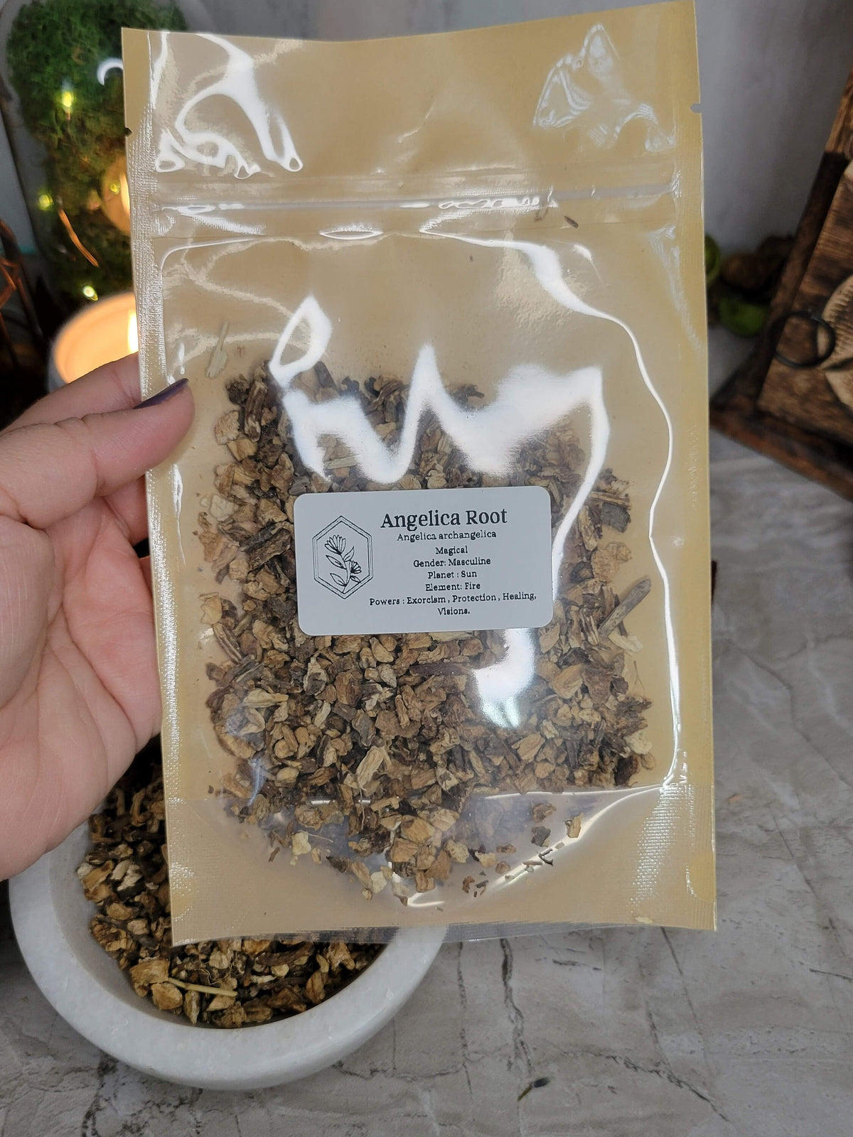 Angelica Root, Cut & Sifted, Magical Herb for Rituals, 1oz Pouch