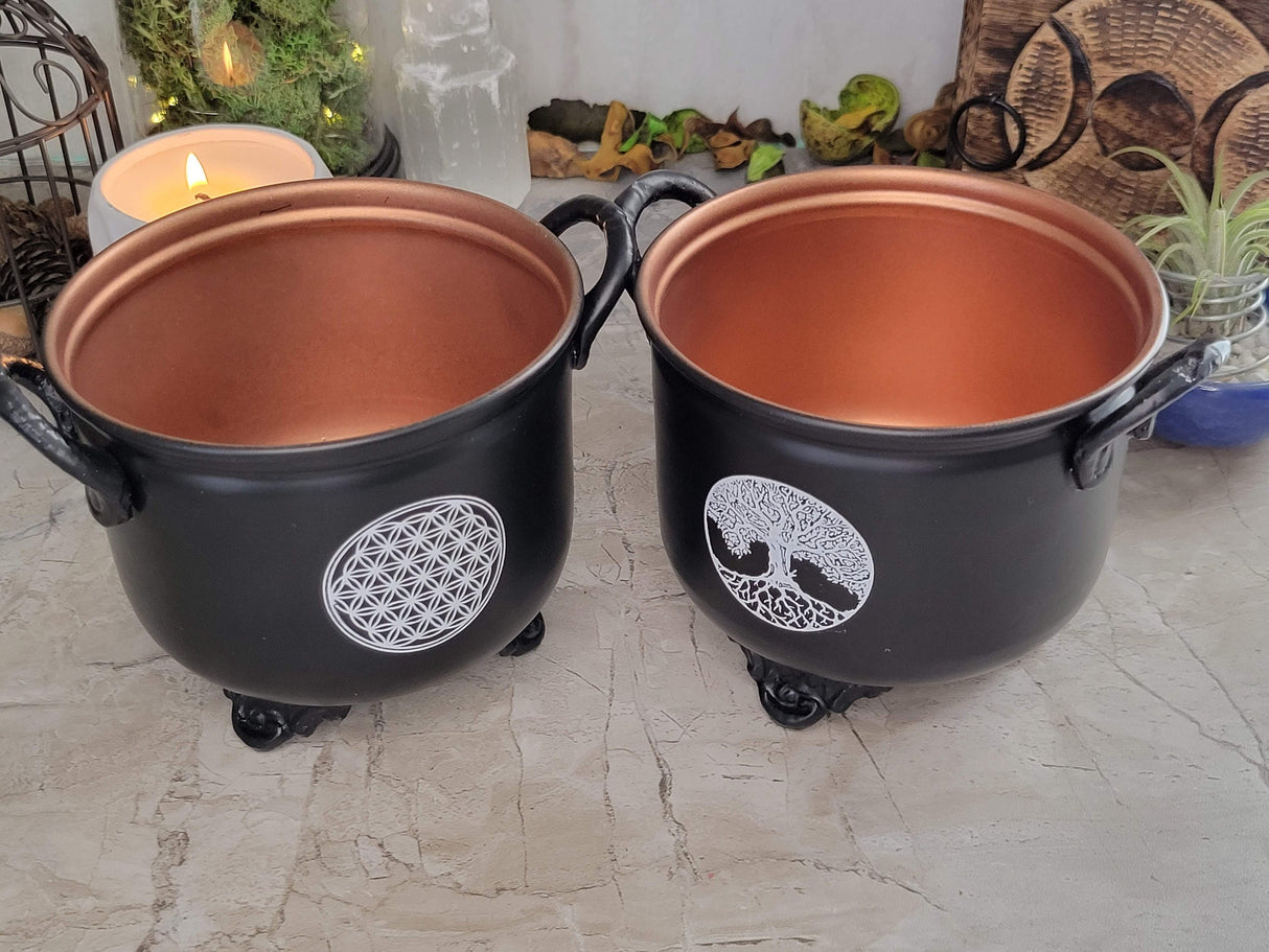 Tree of Life Metal Cauldron: Charcoal Resin Burner, Altar Decor