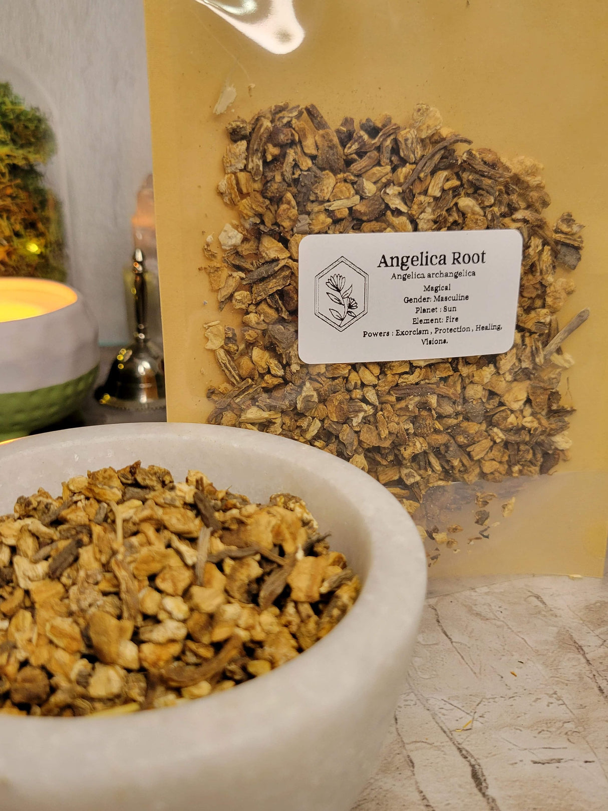 Angelica Root 1oz Cut and Sifted, Magical Decoration Herbs for Rituals & Crafts, Unique Gift for Witches Herbalists