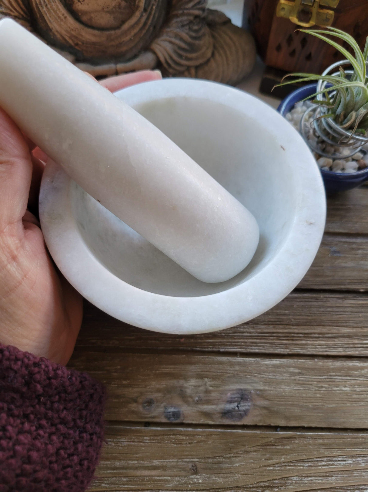 Marble Mortar and Pestle: Stone Herb Grinder (3.5''Dia x 2.5''high)
