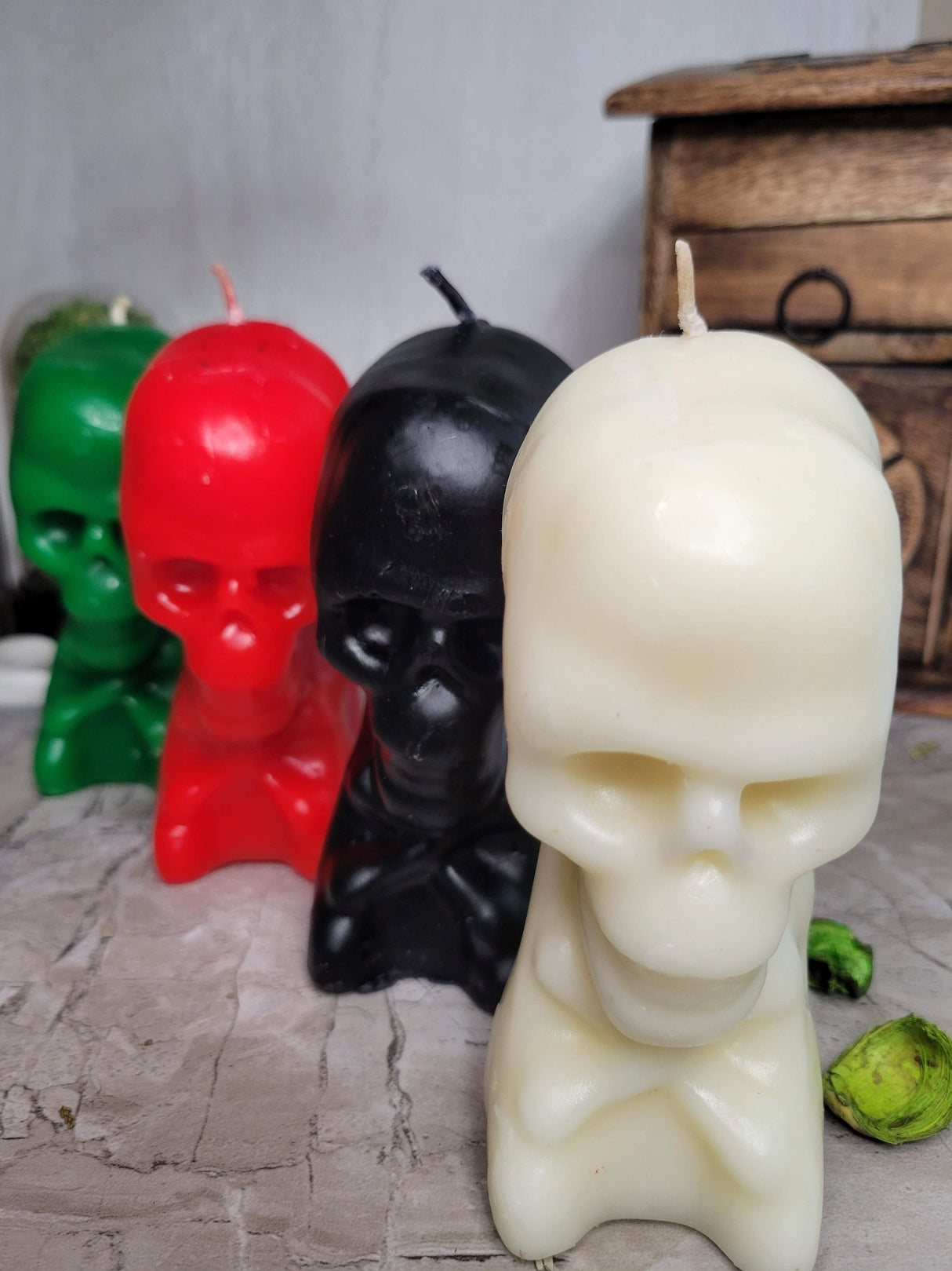 Ritual Skull Candle: Halloween Skeleton Decoration, Altar Piece