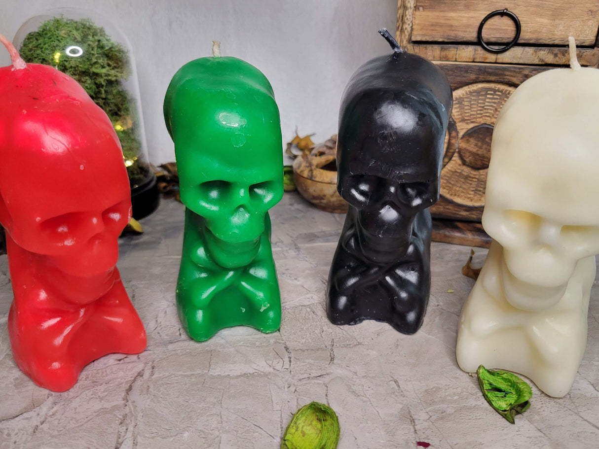 Ritual Skull Candle: Halloween Skeleton Decoration, Altar Piece