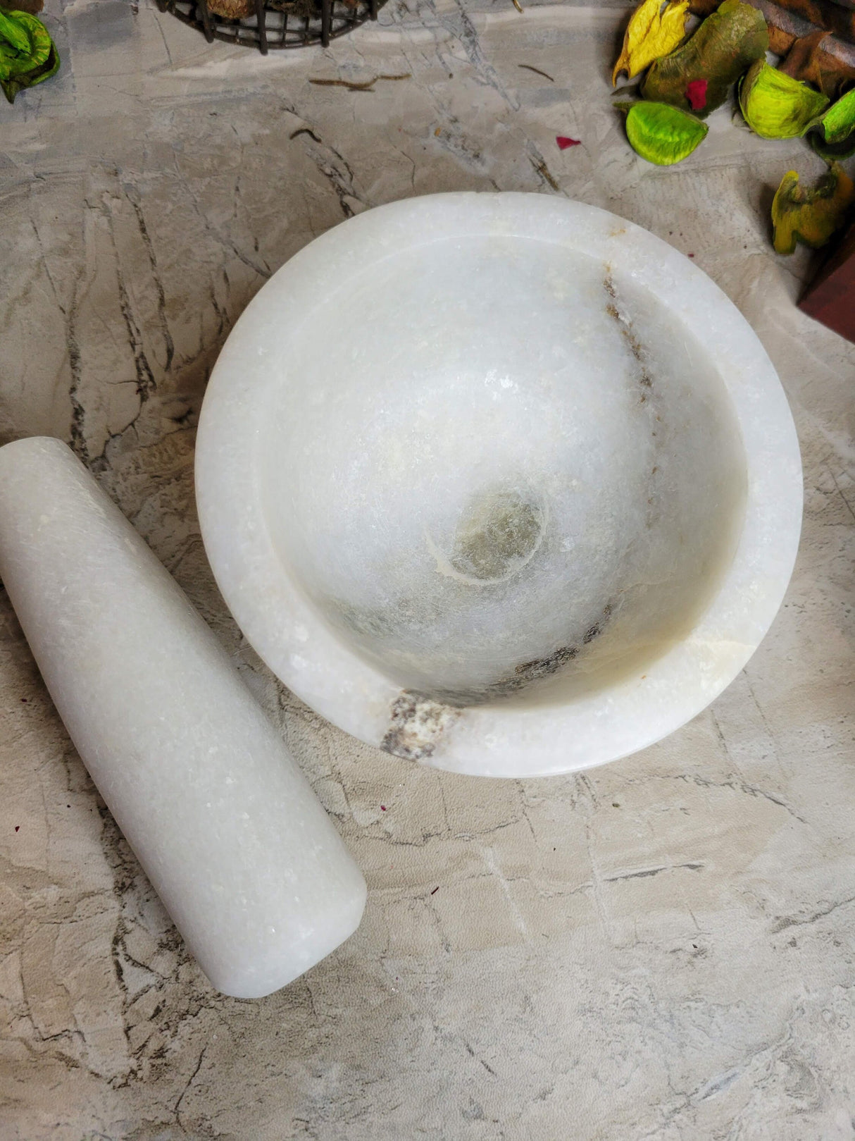 Marble Mortar and Pestle: Stone Herb Grinder (3.5''Dia x 2.5''high)