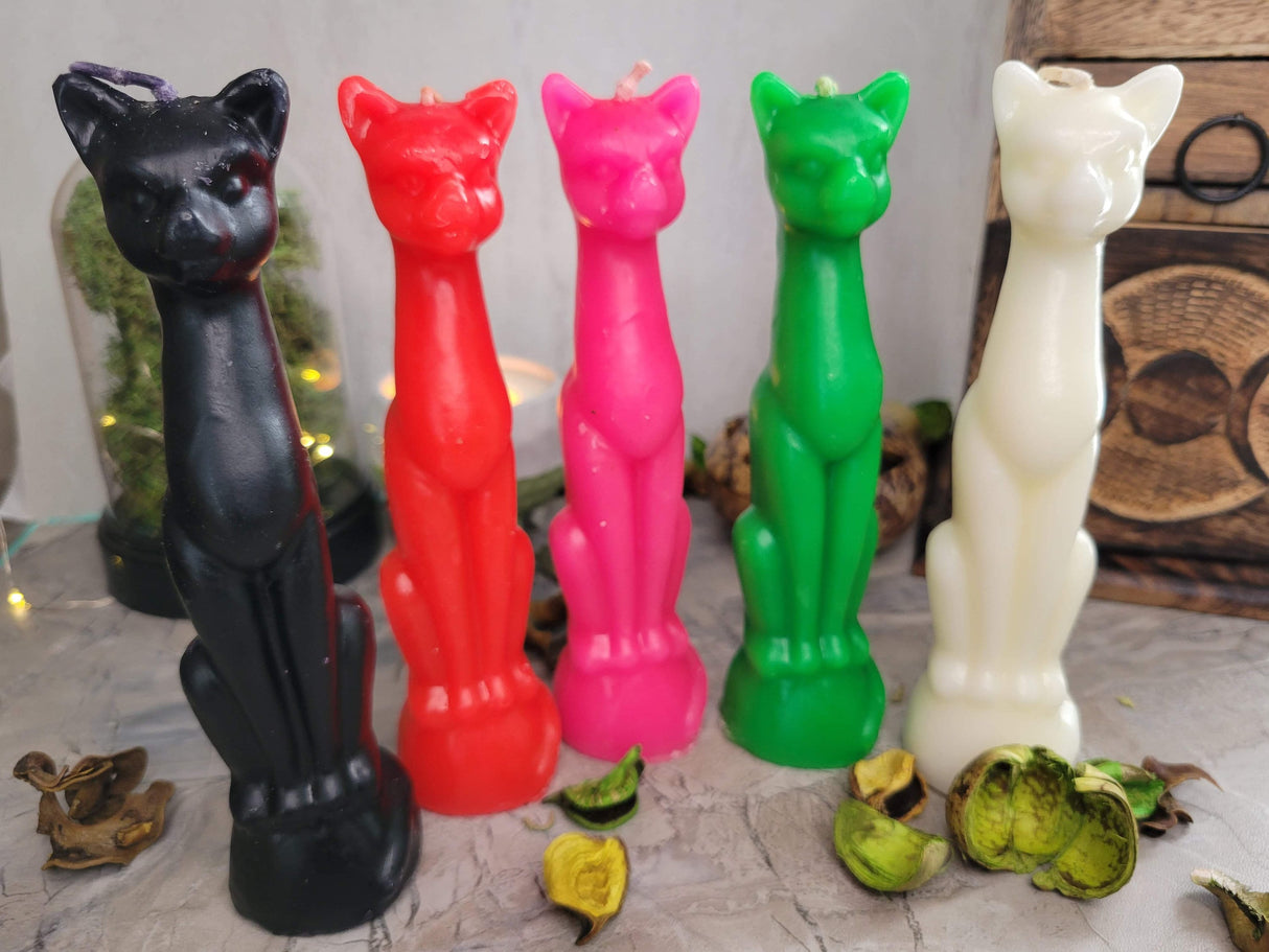 Cat Shaped Ritual Candle: Altar Protection, Banishing, Unhexing
