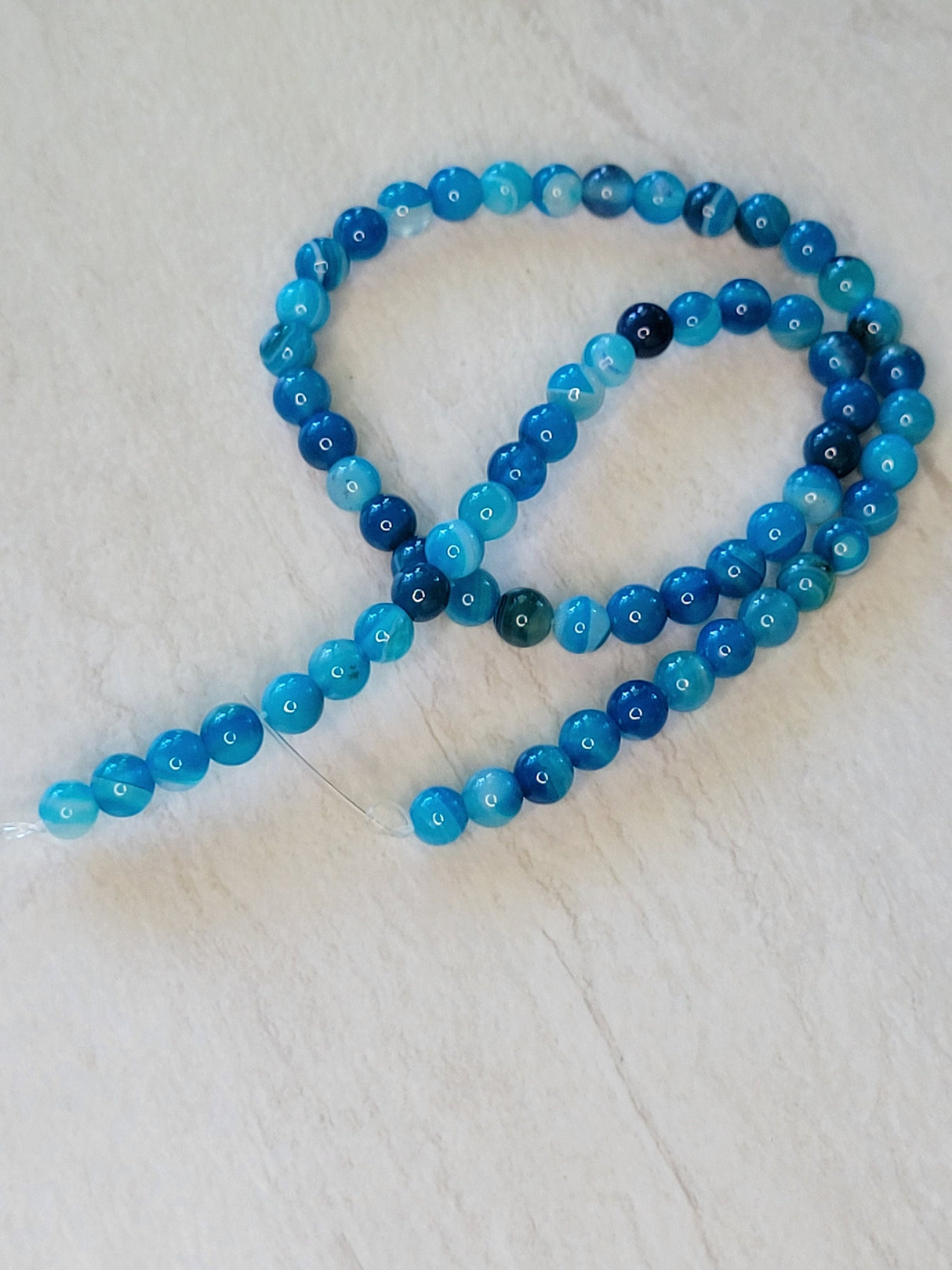 Blue Banded Agate Beads: Dyed Round Gemstone, 6mm (63pcs)
