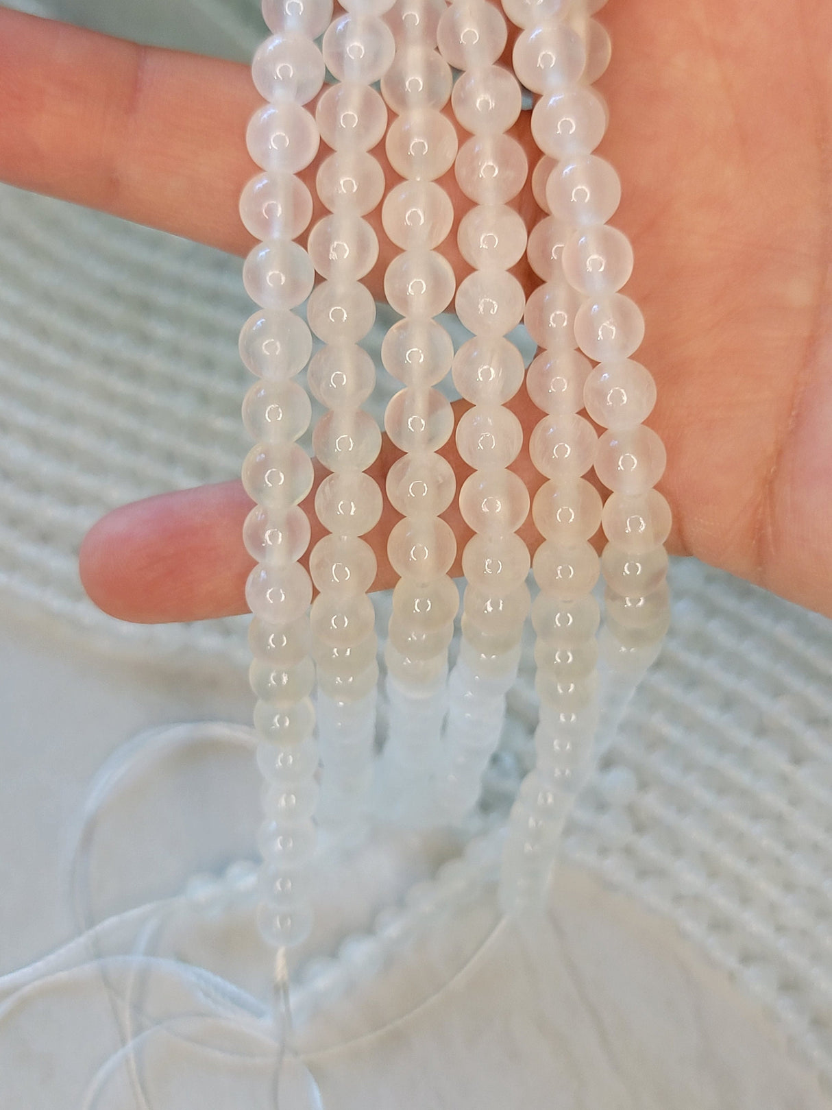 Natural Selenite Bead Strand: 6mm Round Gemstone Beads (15.7 inch)