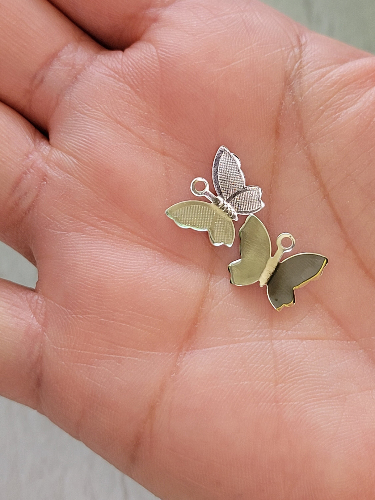 Silver & Gold Butterfly Charms: Filigree Pendants - 10pcs