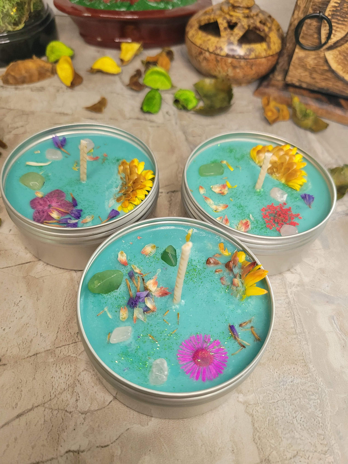 Crystal Chip Soy Candle, Hand Poured Housewarming Gift, 8oz