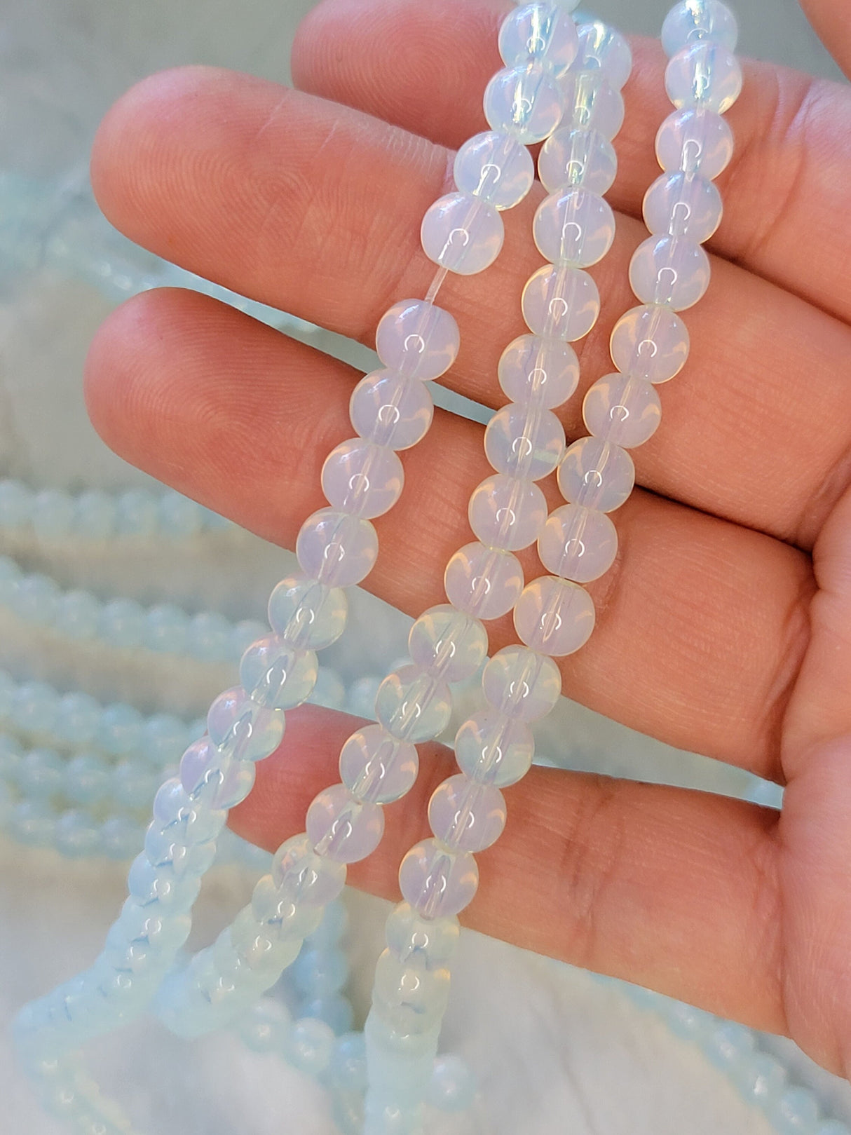 Opalite Round Beads: 8mm, 15.5" Strand