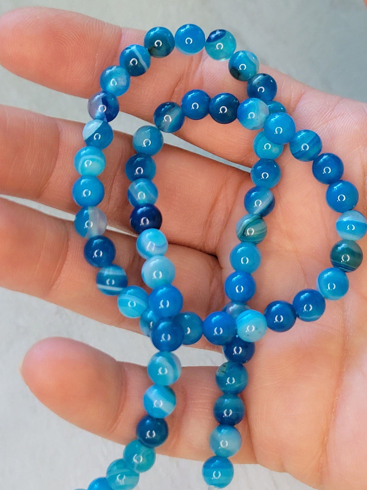 Blue Banded Agate Beads: Dyed Round Gemstone, 6mm (63pcs)