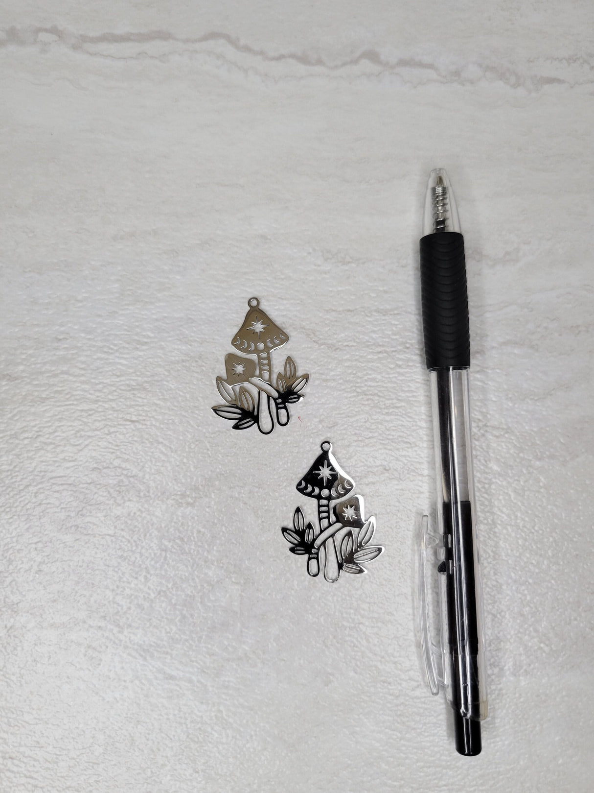 Mushroom charm, stainless steel charms, moon phases mushroom pendant