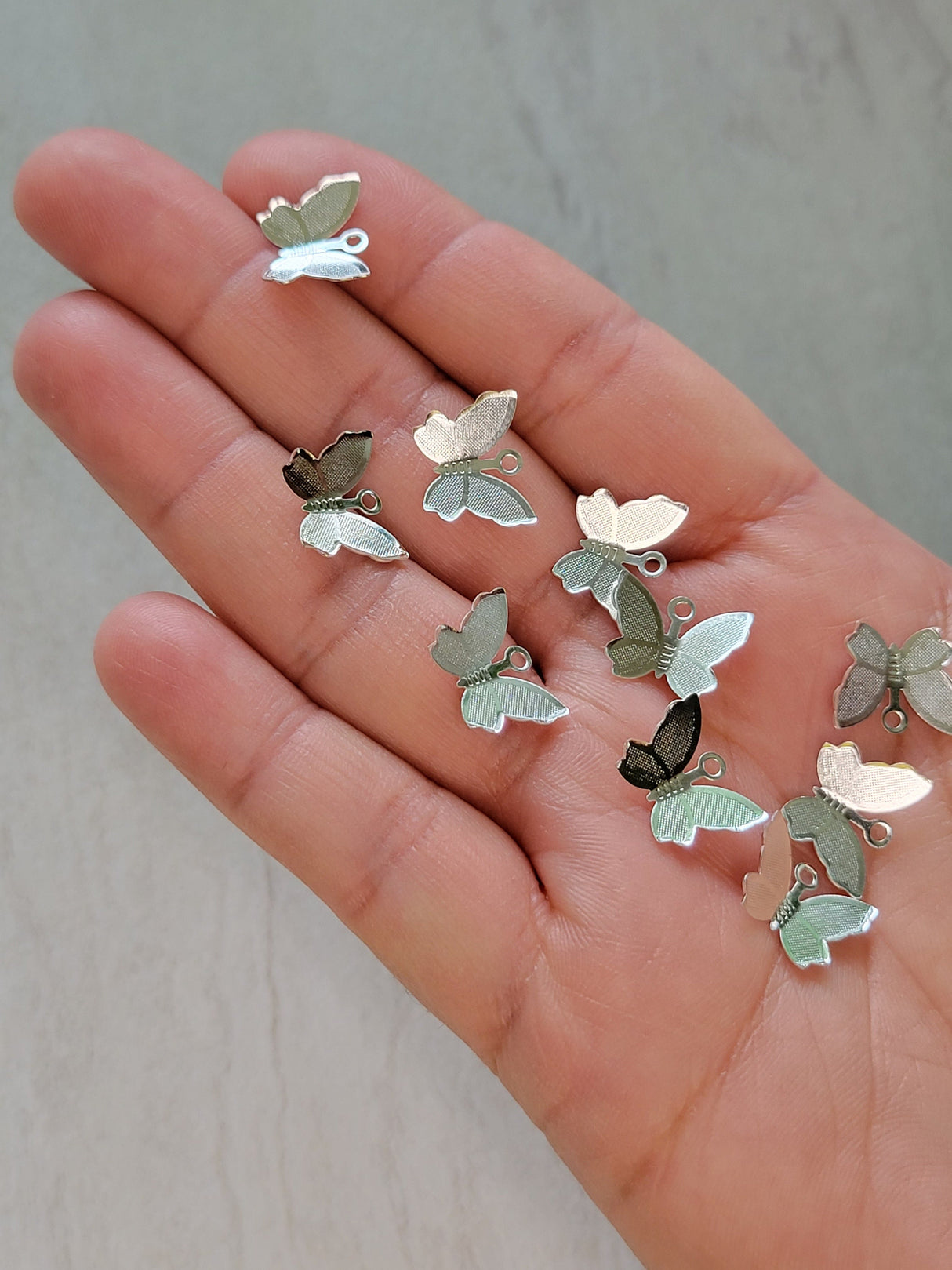 Silver & Gold Butterfly Charms: Filigree Pendants - 10pcs