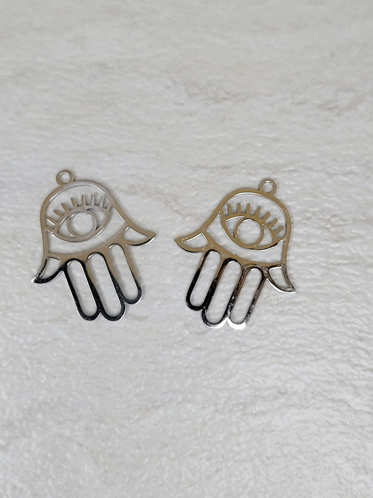 Hamsa hand charm , evil eye charm, jewelry making, stainless steel