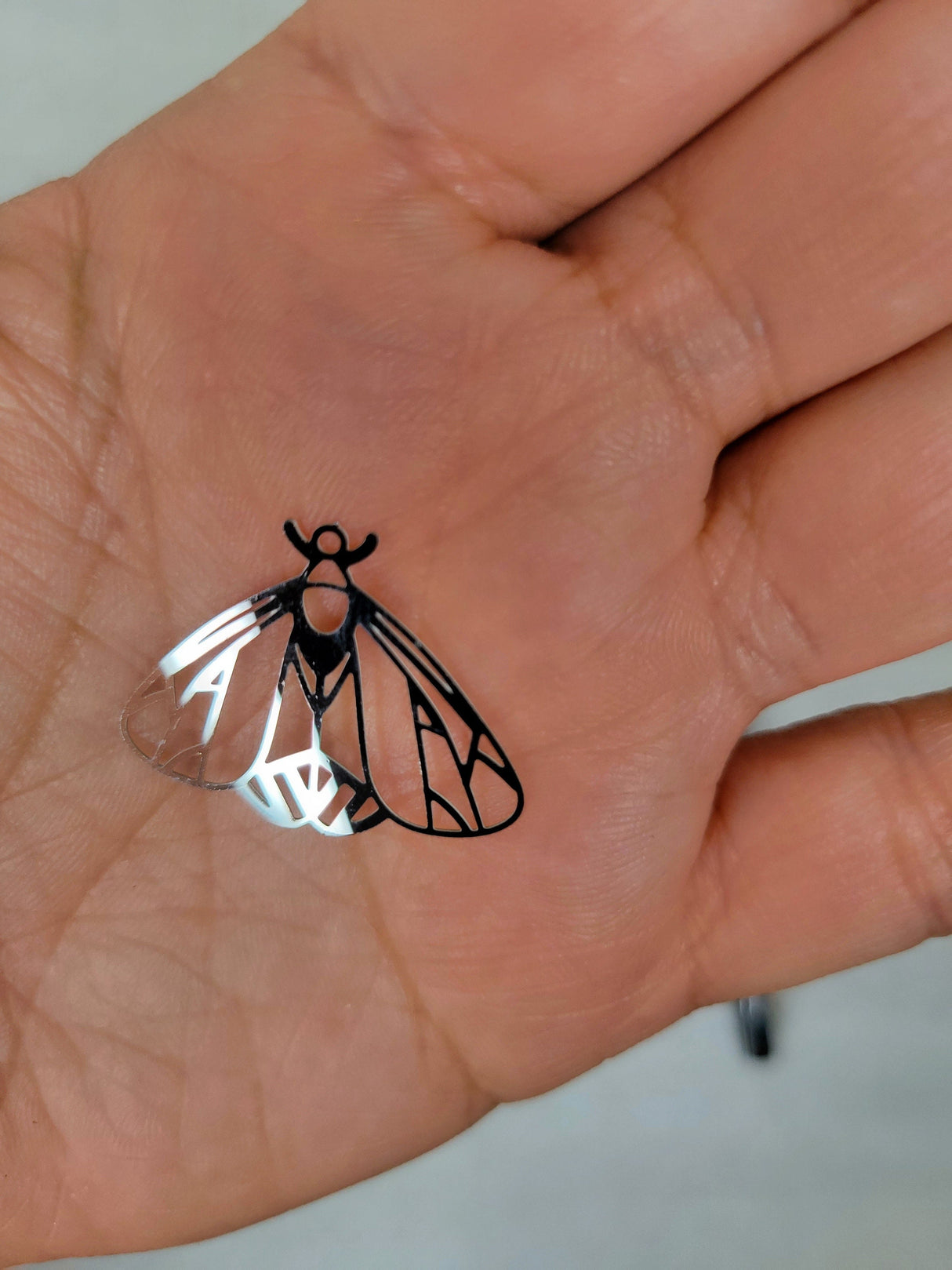 Stainless Steel Moth Charm: Laser Cut Jewelry Pendant