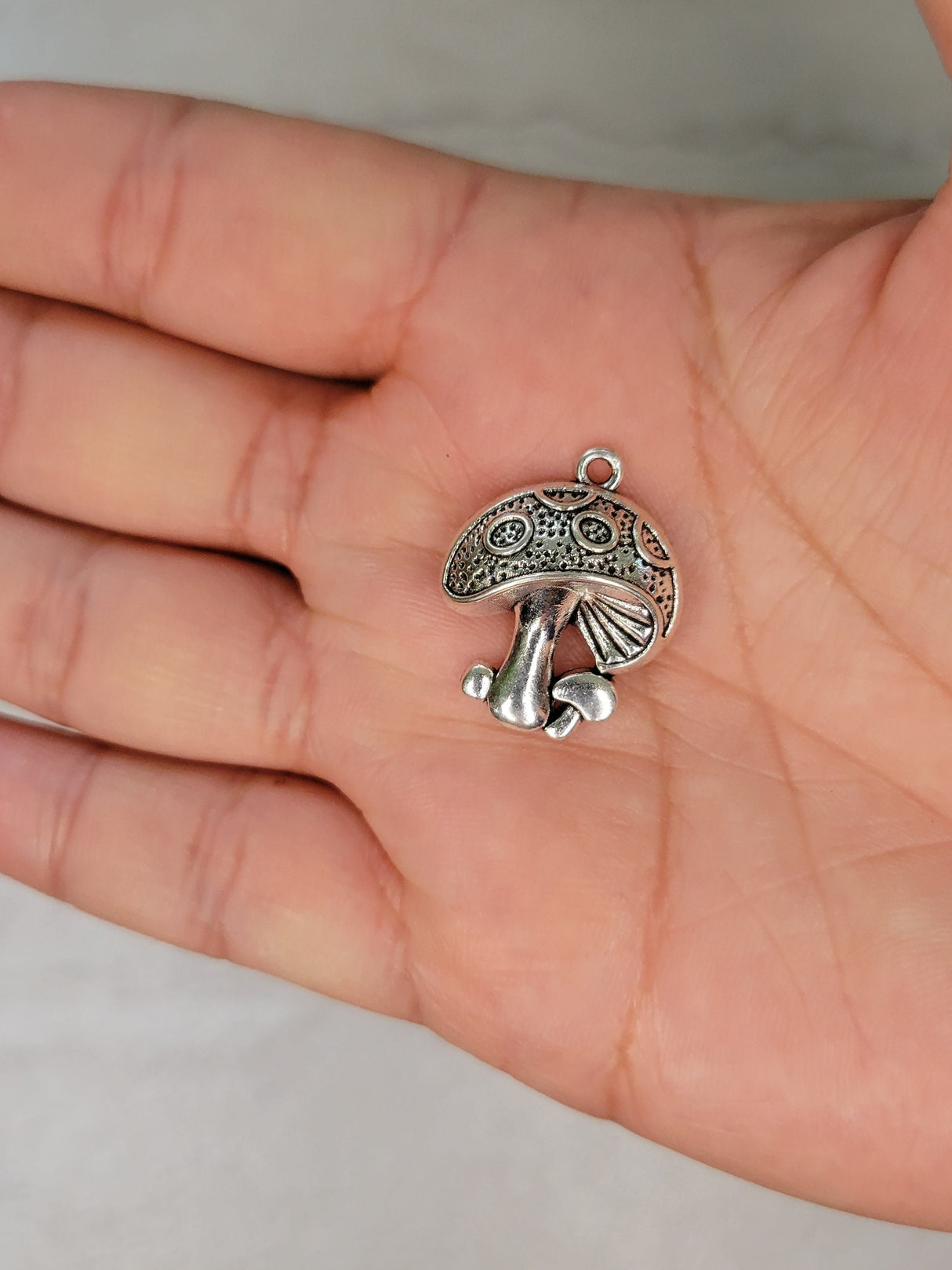 Mushroom Charms: Tibetan Silver Alloy Witchy Pendants (Set of 4)