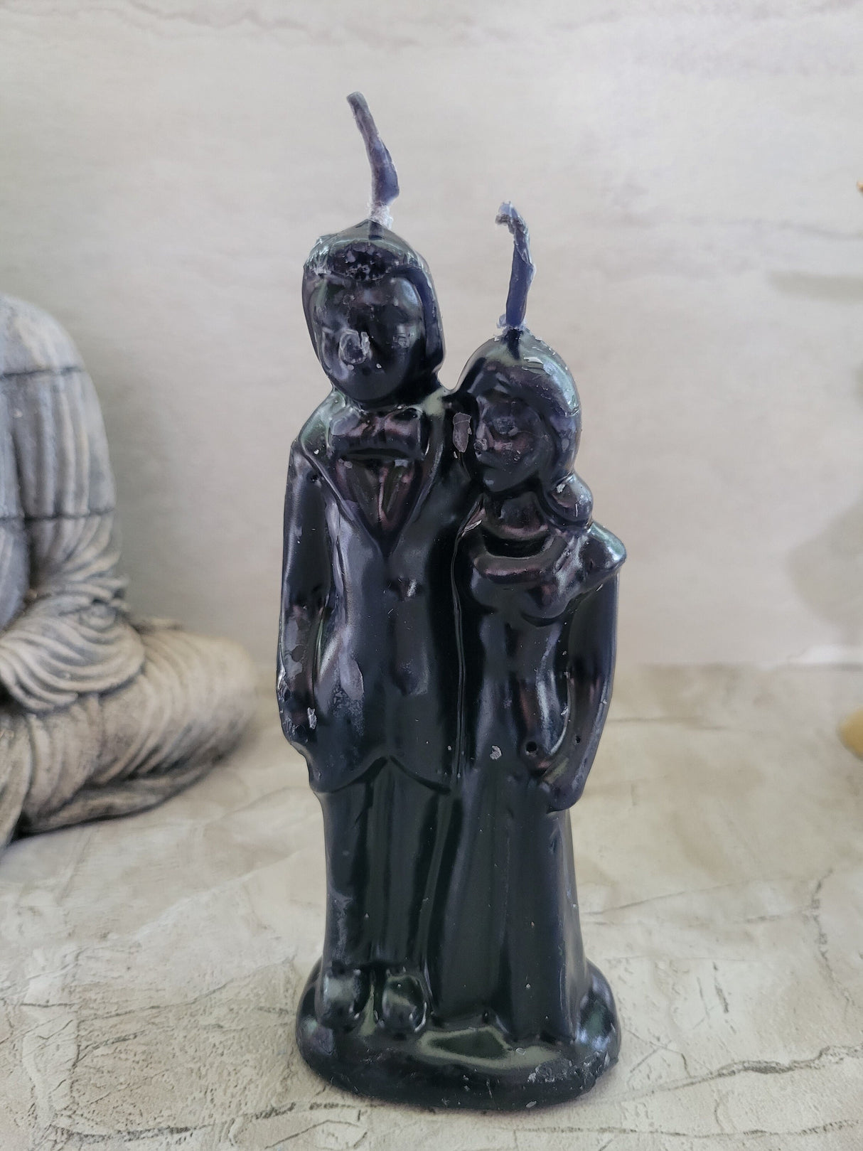 Decorative ritual wedding couple shaped candle white, spell candles