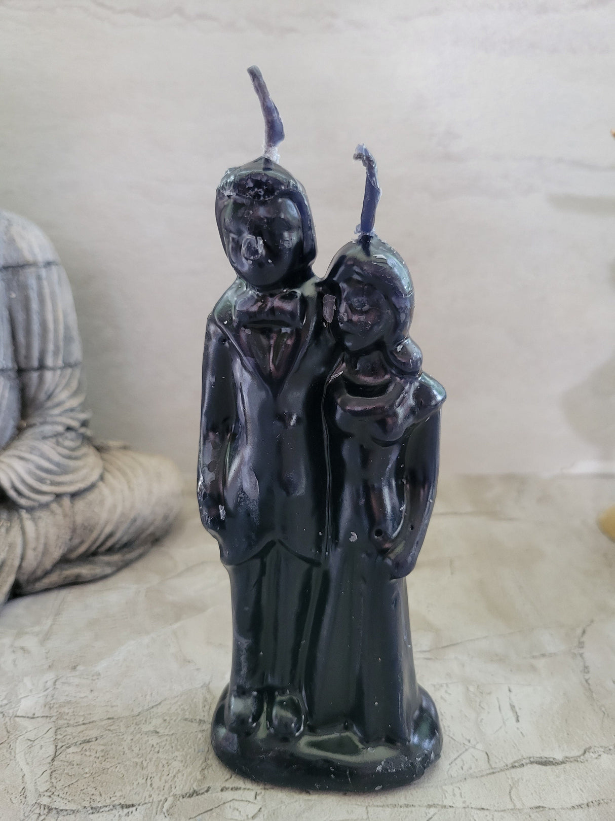 Decorative ritual wedding couple shaped candle white, spell candles