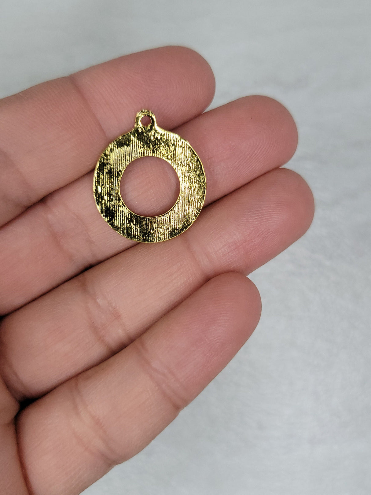 Donut with moon phase charm antique golden color