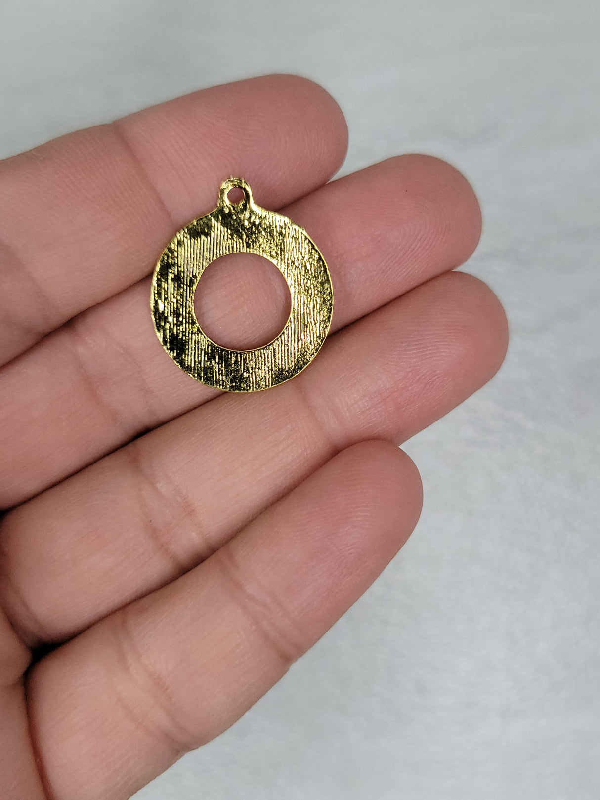 Round moon phase charm antique golden color