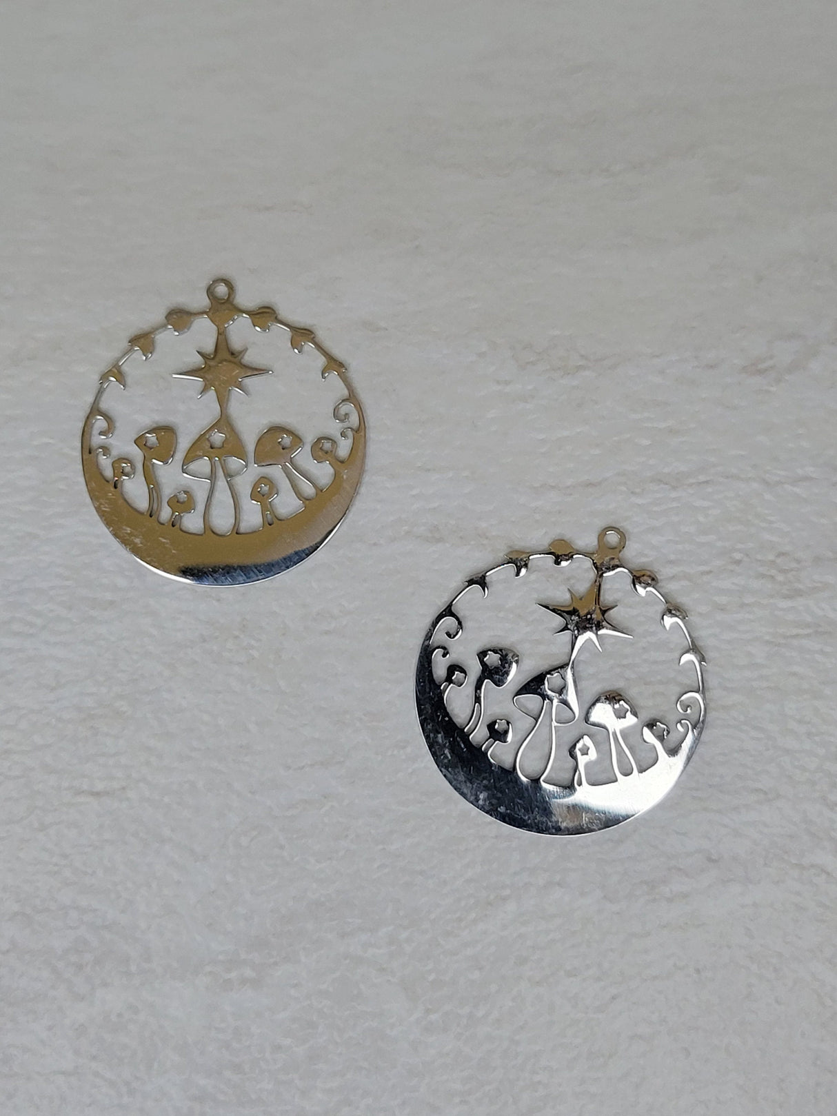 Star mushroom charms, jewelry making, round nature charm