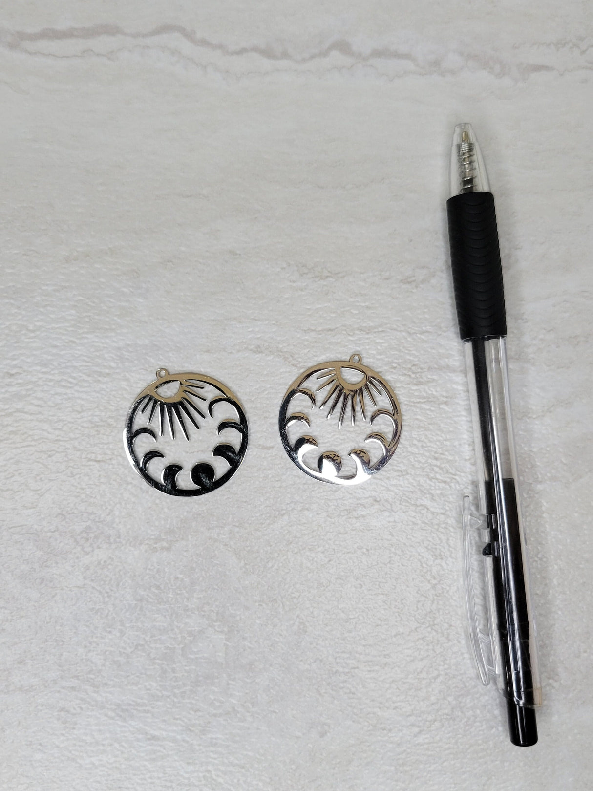 Sun and Moon Phases Pendants: Jewelry Making Charms (2 pc)