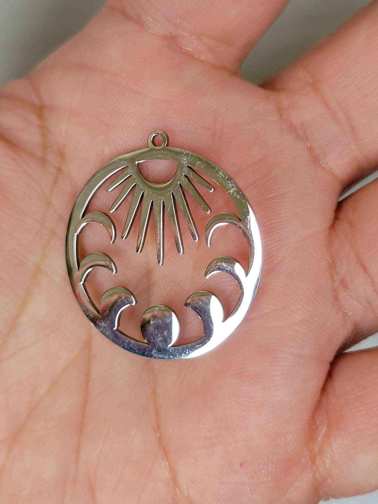 Sun and Moon Phases Pendants: Jewelry Making Charms (2 pc)