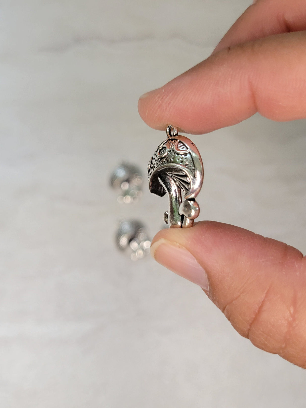 Mushroom Charms: Tibetan Silver Alloy Witchy Pendants (Set of 4)