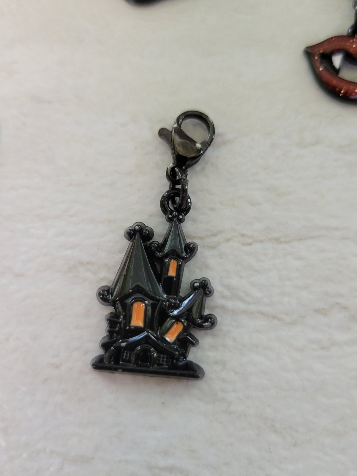 Halloween Enamel Charm Pendants: Castle, Ghost, Pumpkin, Hat, Mouth - 5pc Set
