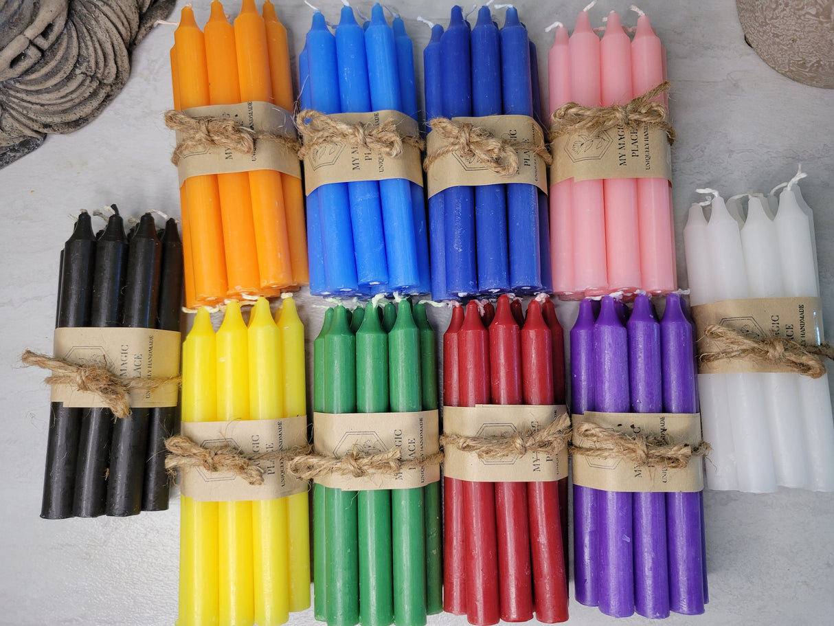 Chime Candles Set: 5" Unscented Spell Candles for Rituals - 10 Pack