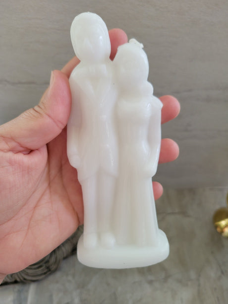 Decorative ritual wedding couple shaped candle white, spell candles